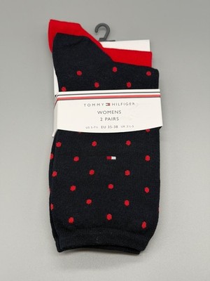 Tommy Hilfiger Womens 2 Pairs 35-38 und 39-42 Red / Navy Damensocken