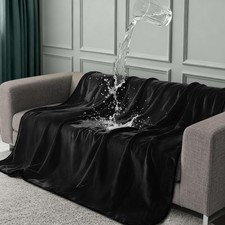 Black Blanket Waterproof and Stain Proof, Waterproof Blankets for Bed Couch S...