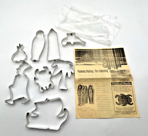 (8) ASM AL MOORHOUSE STAMPED COOKIE CUTTERS EGYPTIAN THEMED MUMMY BEETLE BOAT