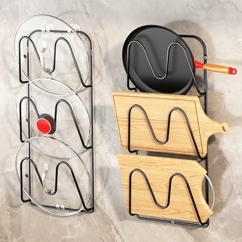 2 Pack Pots & Pans Lid Organizer Under Cabinet 6-Tier Storage