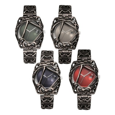 Men's Novelty Steampunk Y2K Hip Hop Square Case Luminous Date Party Wrist Watch