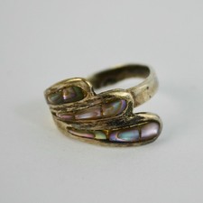 Mexico Sterling E2 925 Silver Abalone Shell Ring Adjustable