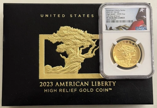 2023-W $100 High Relief Liberty Gold NGC PF70 First Day Of Issue + Signed OGP