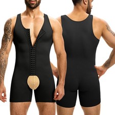 Men Shapewear Bodysuit Tummy Control Full Body Shaper Slimming Faja Para Hombres