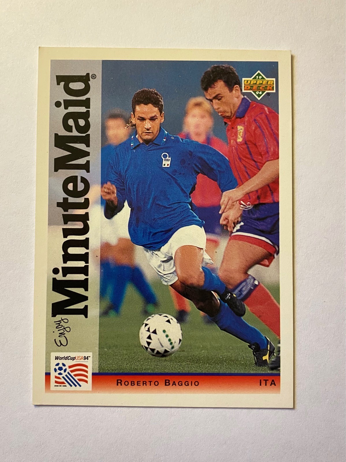 1994 Upper Deck FIFA WORLD CUP Minute Maid Card - Roberto BAGGIO Italy #13