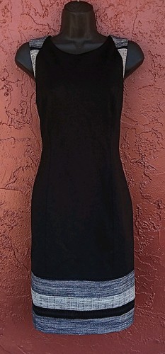 NWOT White House Black Market Dress sz 4 SMALL Black Gray SLEEVELESS Knee Length