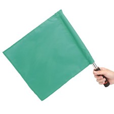 :(Vert)2Pcs Referee Official Flags Stainless Steel Pole Sports Competition