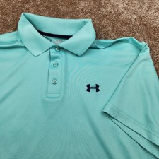 Under Armour Mens XL HeatGear Loose Fit Polo Shirt Mint Green Aqua Short Sleeve