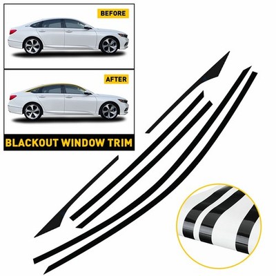 6x Chrome Delete Vinyl Matte Black Window Trim for Honda Accord Sedan 2018-2022