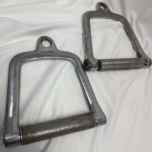 Ivanko Cable Attachment Handle Pair Gym Lat Pulldown Row Grip Handles 1 Marked