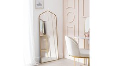 Gold Full Length Curved Wall Mirror 140x60cm Arched Design Hallway Decor
