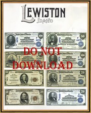 Lewiston Idaho  National Currency Poster  16" X 20" Collectible