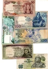 LOT SET SERIES 6 PORTUGAL 20 50 100 ESCUDOS 1964 1971 1978 1985 GOOD CONDITION