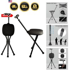 Hold 440 lbs Folding Canes with Seat Walking Stick Height Adjustment Cane Sea...