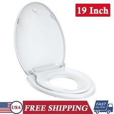 19 Inch Enlongated Toilet Seat White Toilet Seat with Toddler Seat for Bathroom