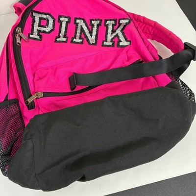VTG Y2K Victoria Secret PINK Sequin Campus Backpack Hot Pink  display picture 3
