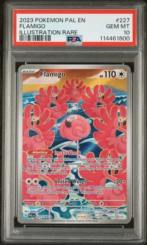 2023 POKEMON PAL EN-PALDEA EVOLVED ILLUSTRATION RARE #227 FLAMIGO PSA 10