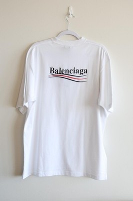 New Balenciaga White Political Campaign Oversized Men's T-Shirt