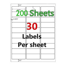 200 Sheets 1"x2 5/8" 30UP Address Shipping Mailing Labels Self-Adhesive Stickers