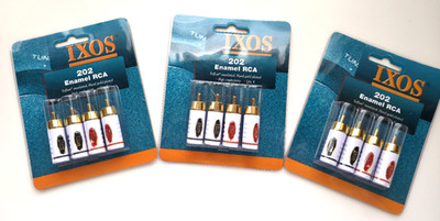 3 Pkgs IXOS 202 Enamel RCA Teflon Insulated Hard Gold Plated Connectors - NEW