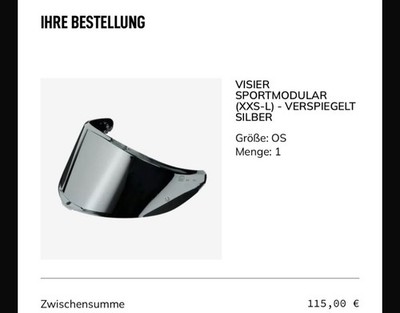Viser Helmvisier Verspiegelt Silver Matt