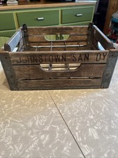 Vintage Dairy Milk Bottle Wooden and Metal Carrier Johnstown San DY Holds 16