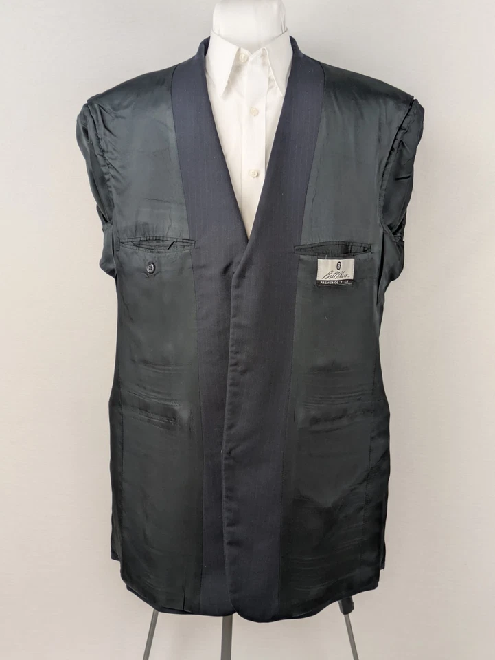 Traje de Lana Bill Blass Premier Para Hombres 42L Chaqueta 38x30+2 Puños Pantalón Azul Marino Rayas Foto 4 de 4