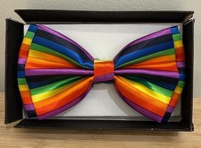 Rainbow Striped Adjustable Bow Tie For Adults Or Kids