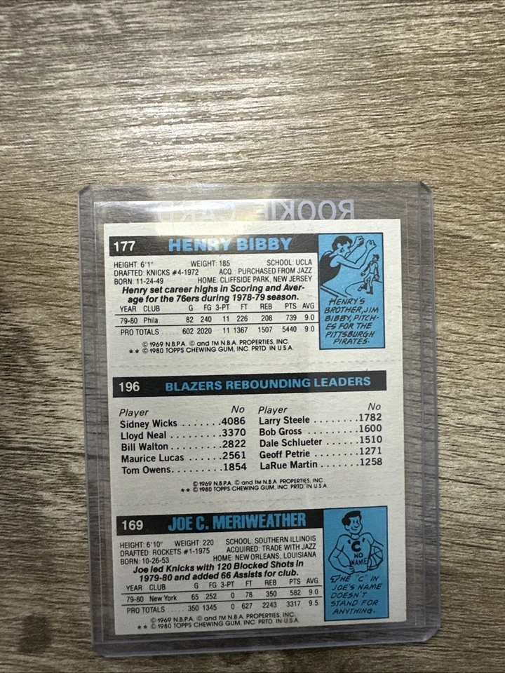 1980-81 Topps - Henry Bibby, Scott May, Kermit Washington #177-196-47 - Image 2 of 2