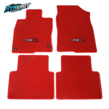 Fits 2016-2021 Honda Civic 4dr Red Nylon Floor Mats Front Rear 4pc Wemblem
