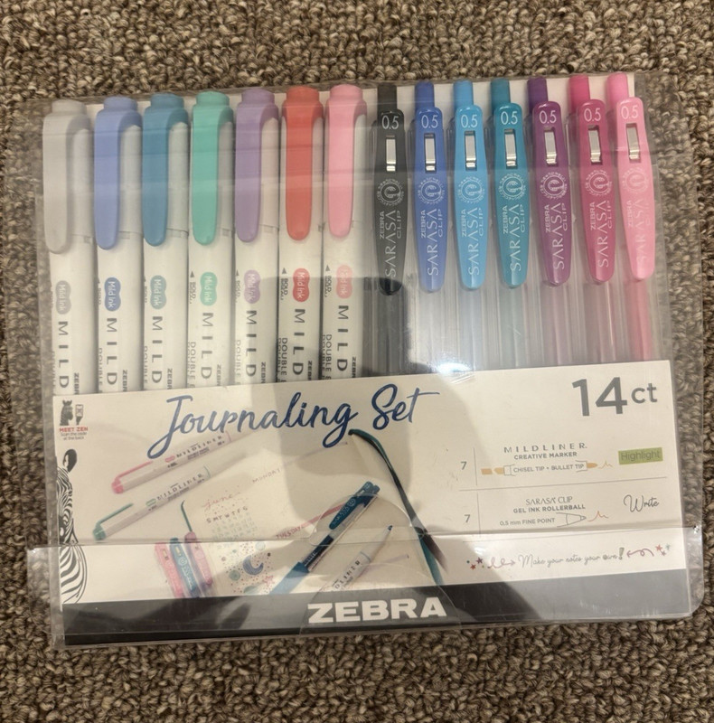 Zebra Mildliner & Sarasa Clip Journaling Set 14ct Craft Markers + Gel Pens