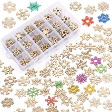 200 Pcs Unfinished Wooden Snowflake Ornaments 1.2" DIY Christmas Craft Decor