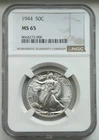 1944 Walking Liberty Half Dollar - NGC MS65
