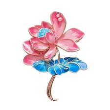 Lotuses Flower Women Brooch Pin Jewelry Badge with Imitation Pearls Accessory