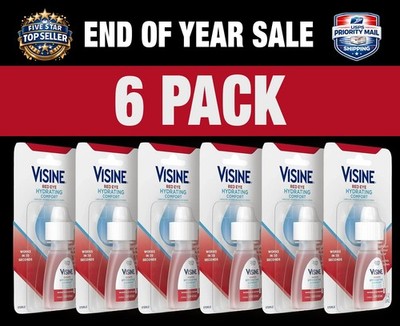 6 Pack Visine Red Eye Hydrating Lubricant Eye Drops, 0.28 fl oz