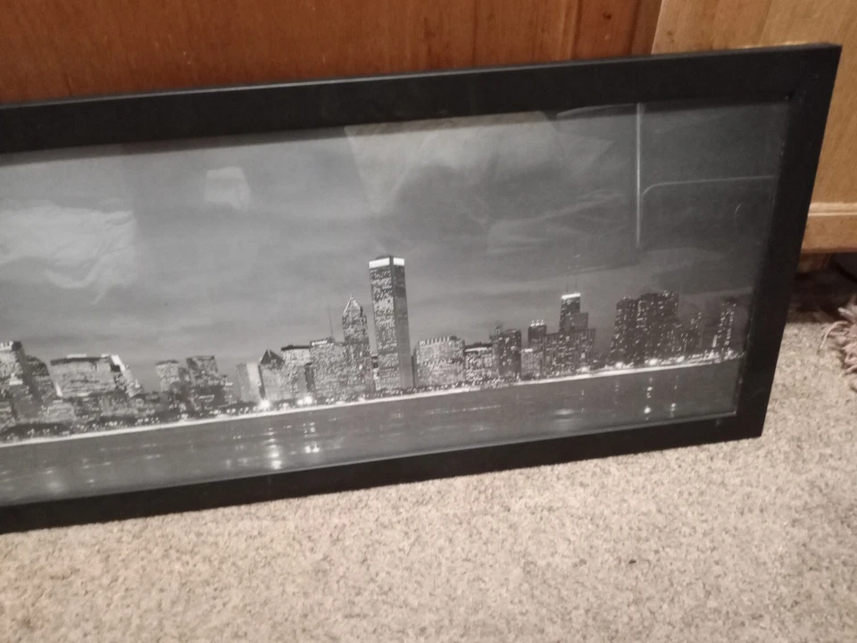 Chicago Illinois Sunset Skyline B&W PANORAMIC CANVAS WALL ART Picture - Image 4 of 4