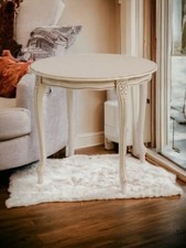 TAVOLINO PORTA VASO PORTATELEFONO IN LEGNO AVORIO DECORO ORO MOD PARIS MAXI TOND
