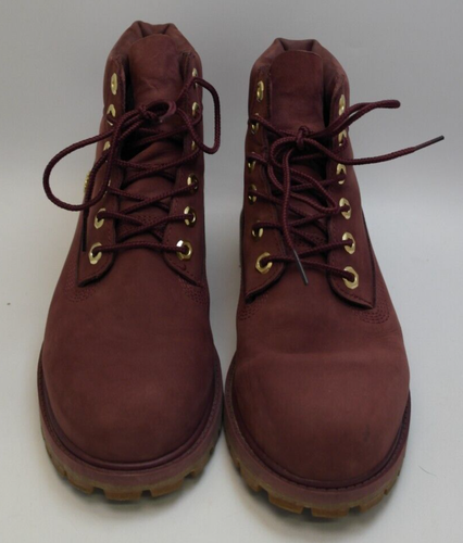 Timberland Waterproof Nubuck Leather Boots Burgundy Maroon Sz 5-Kid Sz 6.5-Woman