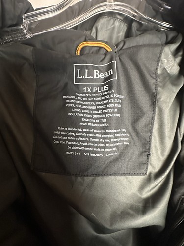 LL Bean Mountain Classic Down Quilted Puffer Parka Women's Plus 1X Regular Black - Picture 5 of 18