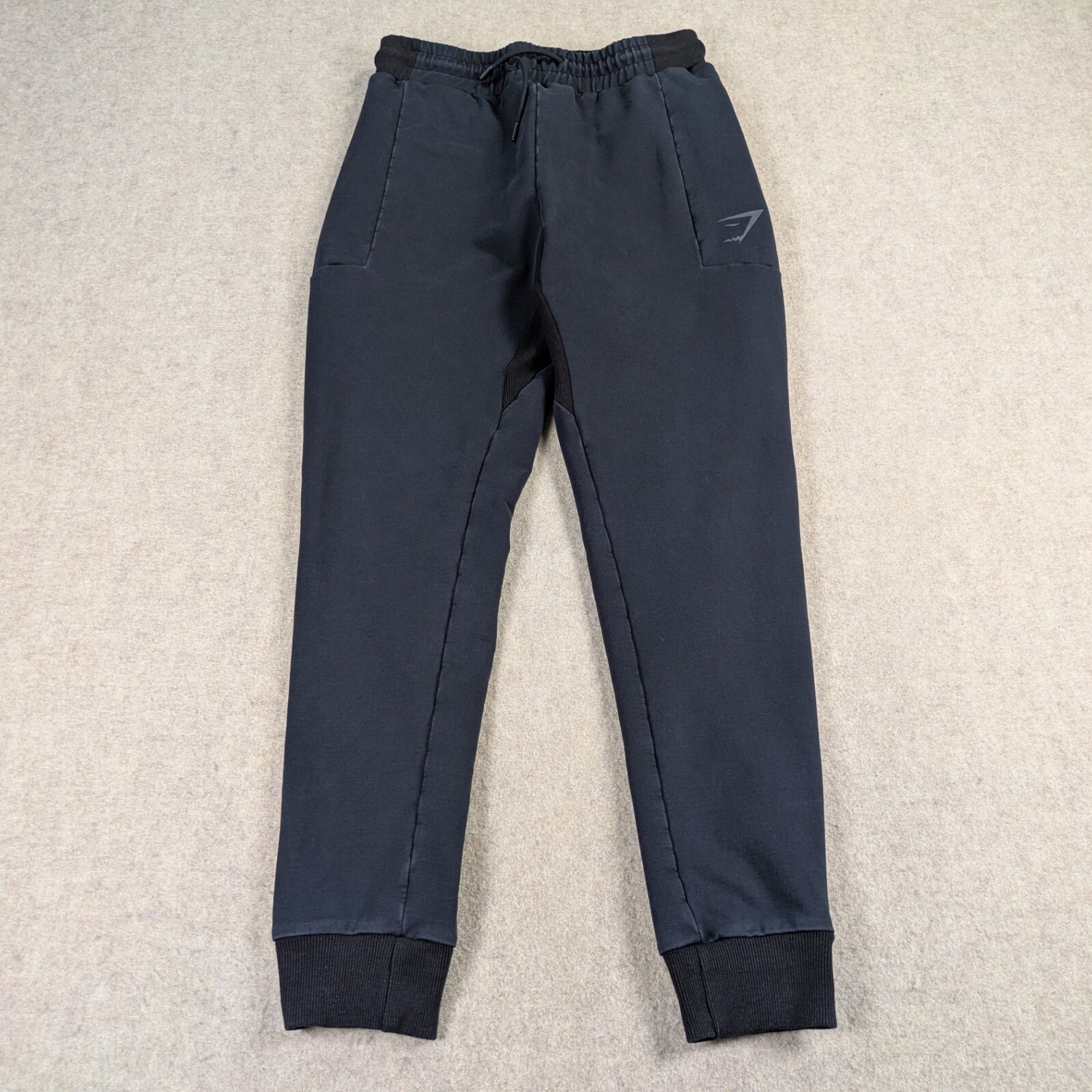 Gymshark Black Zip Pocket Joggers for Men Small Athleisure Sweatpants with Drawstring-image