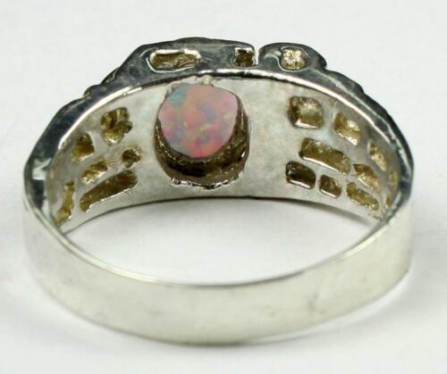 Anillo pepita de plata esterlina 925 para hombre, ópalo blanco creado, SR197 - Imagen 4 de 5