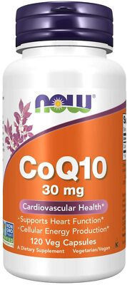 NOW FOODS, COQ10 30mg Unterstützt die Herzfunktion 120 Veg. Kapseln SUPER PREIS