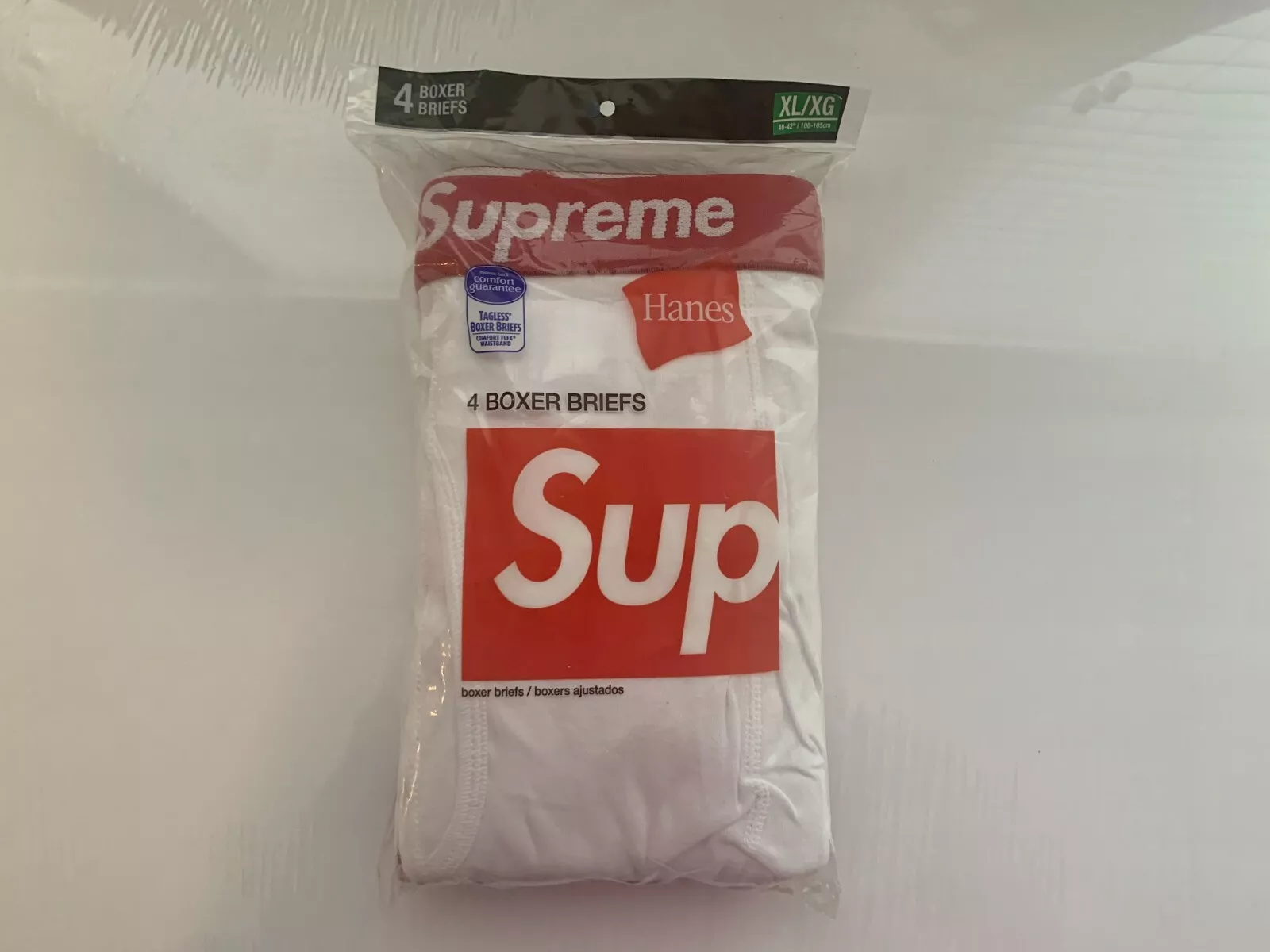 XL  Supreme WHITE Boxer Slips (Pack de 4) 