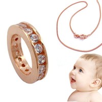 Baby Taufe Memoire Zirkonia Taufring Mit Kette Silber 925 Rosè Gold Rotgold