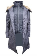 Hoodlamb Women's Grey 2-1 Long Natural Hemp Inner Vest Puffer Nwt