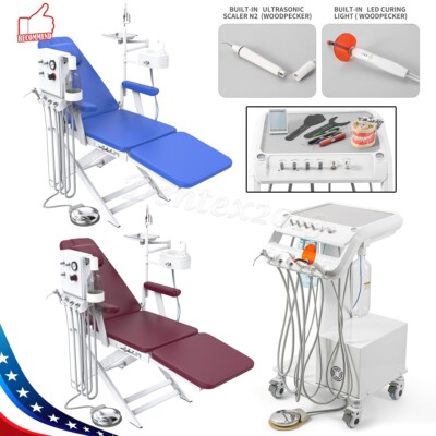 Unidad Dental Portátil con Compresor, Carro Móvil y Turbina + Sillón