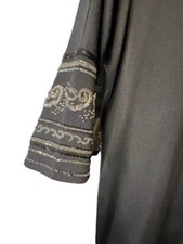 Liz Claiborne Black WOOL Sweater Dress Small Embellished Beaded Long Sleeves EUC