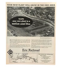 1952 Erie Railroad Advertisement Serving Industrial America Town Vtg Print AD