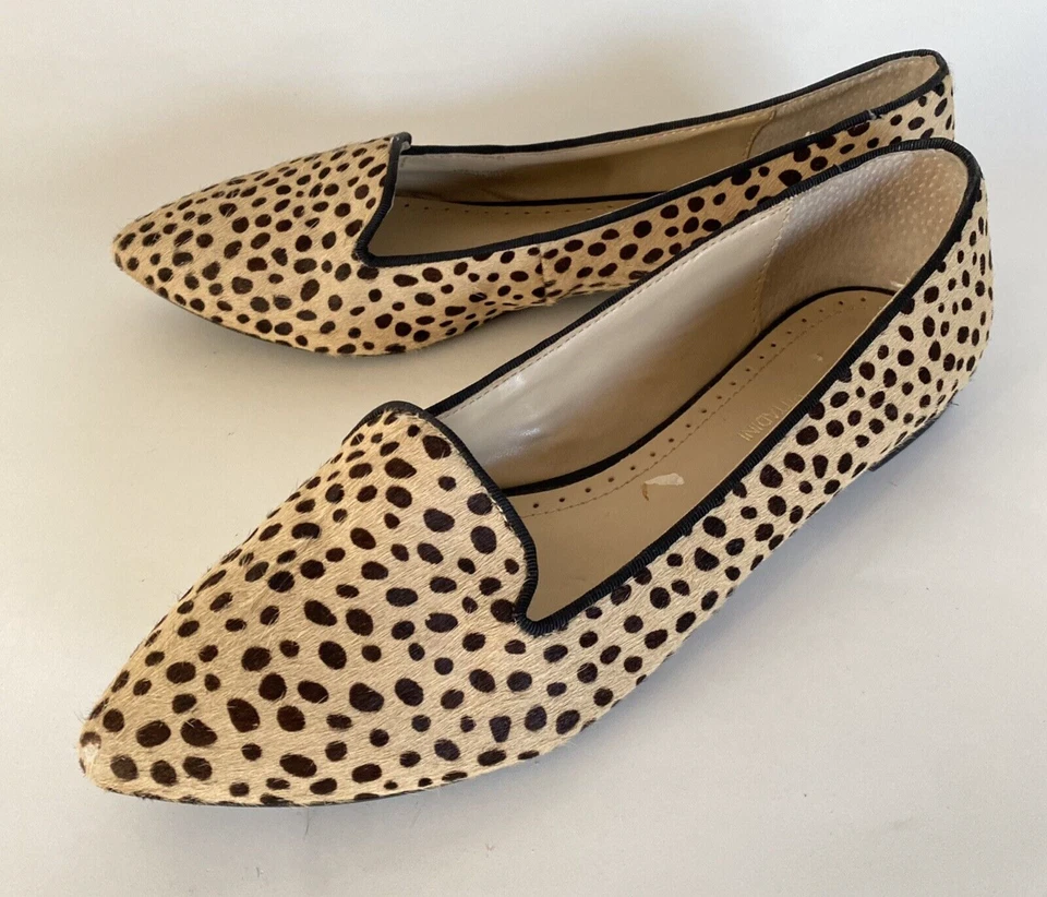 Mocasines planos de cuero de vaca con estampado animal Adrienne Vittadini 8,5 Foto 4 de 4
