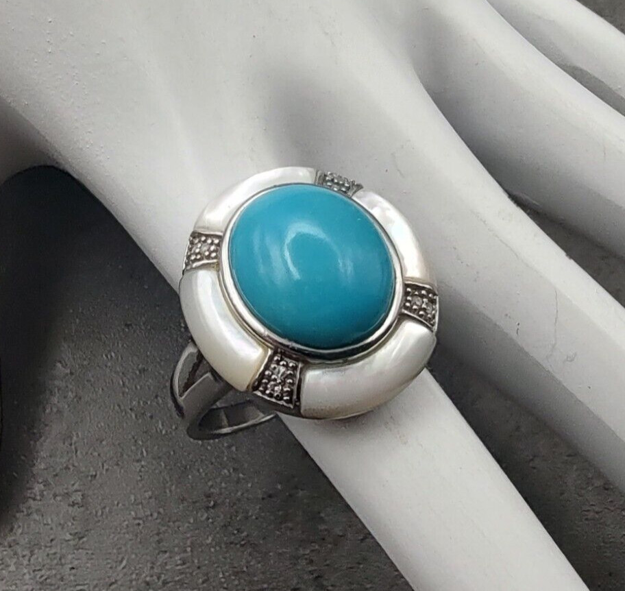 Estate Affinity Sterling Silver Turquoise Mother … - image 7